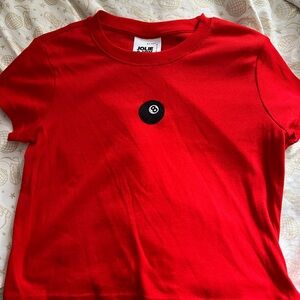 Jolie Vibrant Red Tee with Fun Patch